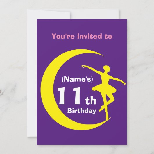 Einladung Custom Ballerina 11. Geburtstag-add Name (Vorderseite)