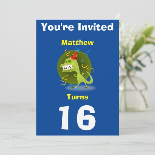 Einladung Custom Dinosaurier - Geburtstag hinzufüg (Stehend Vorderseite)