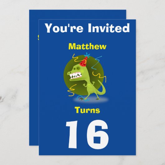 Einladung Custom Dinosaurier - Geburtstag hinzufüg (Vorne/Hinten)