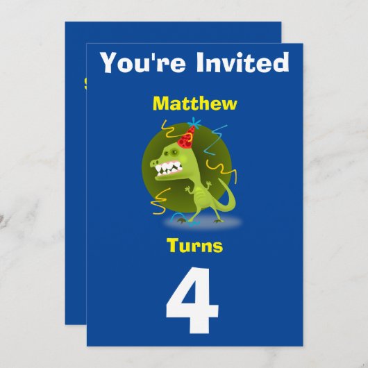 Einladung Custom Dinosaurier - Geburtstag hinzufüg (Vorne/Hinten)