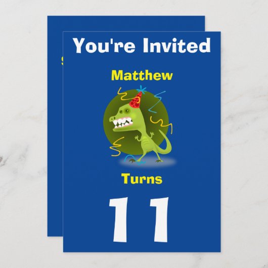 Einladung Custom Dinosaurier - Geburtstag hinzufüg (Vorne/Hinten)