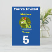 Einladung Custom Dinosaurier - Geburtstag hinzufüg (Stehend Vorderseite)