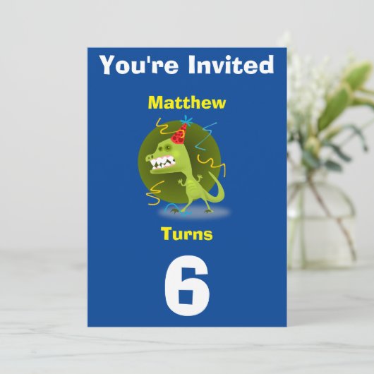 Einladung Custom Dinosaurier - Geburtstag hinzufüg (Stehend Vorderseite)