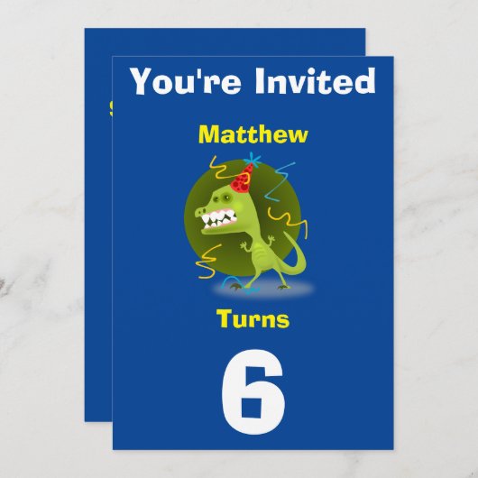 Einladung Custom Dinosaurier - Geburtstag hinzufüg (Vorne/Hinten)