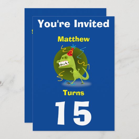 Einladung Custom Dinosaurier - Geburtstag hinzufüg (Vorne/Hinten)