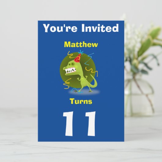 Einladung Custom Dinosaurier - Geburtstag hinzufüg (Stehend Vorderseite)