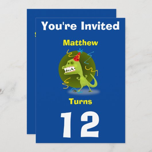 Einladung Custom Dinosaurier - Geburtstag hinzufüg (Vorne/Hinten)