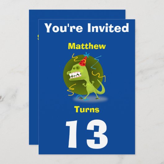 Einladung Custom Dinosaurier - Geburtstag hinzufüg (Vorne/Hinten)