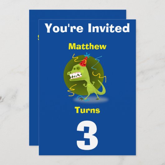 Einladung Custom Dinosaurier - Geburtstag hinzufüg (Vorne/Hinten)