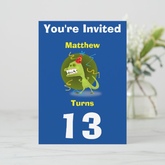 Einladung Custom Dinosaurier - Geburtstag hinzufüg (Stehend Vorderseite)