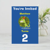 Einladung Custom Dinosaurier - Geburtstag hinzufüg (Stehend Vorderseite)