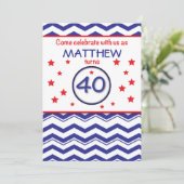 Einladung Custom, Personalisiert Name 40. Geburtst (Stehend Vorderseite)