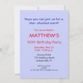 Einladung Custom, Personalisiert Name 40. Geburtst (Rückseite)