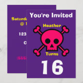 Einladung Custom Skull- Geburtstag hinzufügen Name (Vorne/Hinten)
