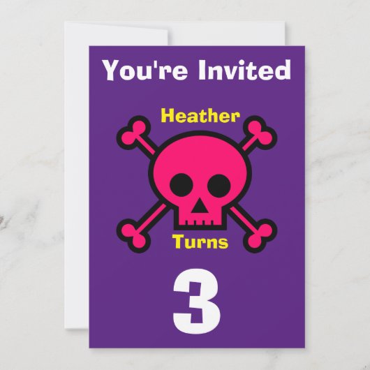 Einladung Custom Skull- Geburtstag hinzufügen Name (Vorderseite)