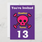 Einladung Custom Skull- Geburtstag hinzufügen Name (Vorderseite)