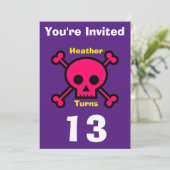 Einladung Custom Skull- Geburtstag hinzufügen Name (Stehend Vorderseite)