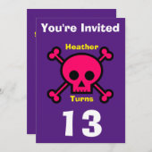 Einladung Custom Skull- Geburtstag hinzufügen Name (Vorne/Hinten)