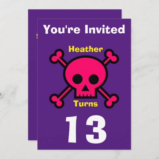 Einladung Custom Skull- Geburtstag hinzufügen Name (Vorne/Hinten)