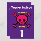 Einladung Custom Skull- Geburtstag hinzufügen Name (Vorne/Hinten)