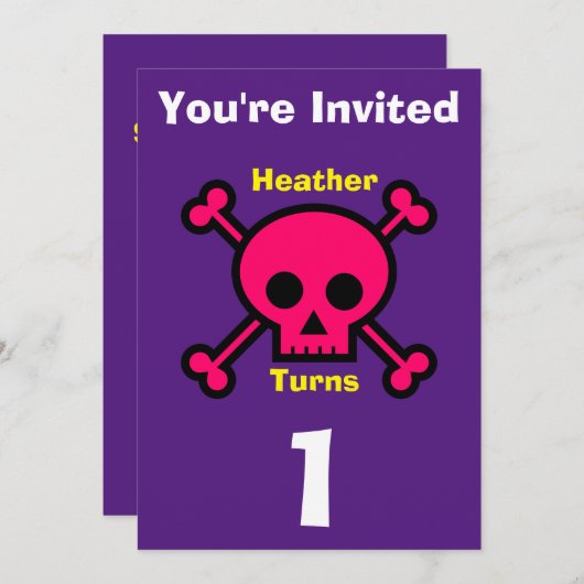 Einladung Custom Skull- Geburtstag hinzufügen Name (Vorne/Hinten)