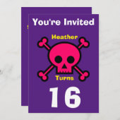 Einladung Custom Skull- Geburtstag hinzufügen Name (Vorne/Hinten)