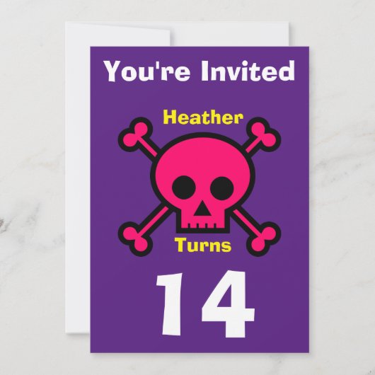 Einladung Custom Skull- Geburtstag hinzufügen Name (Vorderseite)