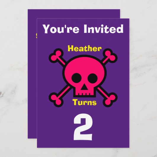 Einladung Custom Skull- Geburtstag hinzufügen Name (Vorne/Hinten)