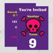Einladung Custom Skull- Geburtstag hinzufügen Name (Vorne/Hinten)
