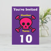Einladung Custom Skull- Geburtstag hinzufügen Name (Stehend Vorderseite)