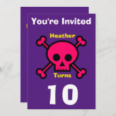 Einladung Custom Skull- Geburtstag hinzufügen Name (Vorne/Hinten)