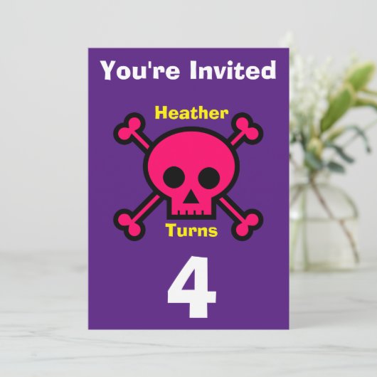 Einladung Custom Skull- Geburtstag hinzufügen Name (Stehend Vorderseite)