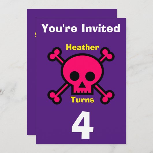 Einladung Custom Skull- Geburtstag hinzufügen Name (Vorne/Hinten)