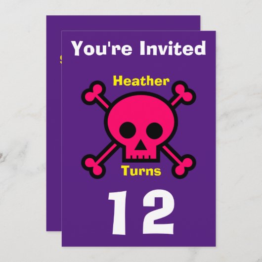 Einladung Custom Skull- Geburtstag hinzufügen Name (Vorne/Hinten)