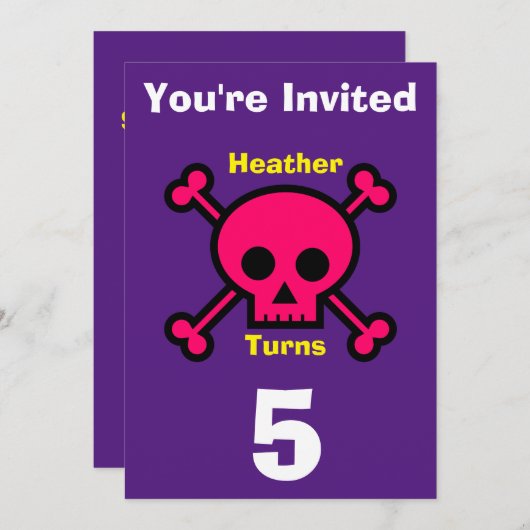 Einladung Custom Skull- Geburtstag hinzufügen Name (Vorne/Hinten)