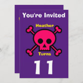 Einladung Custom Skull- Geburtstag hinzufügen Name (Vorne/Hinten)