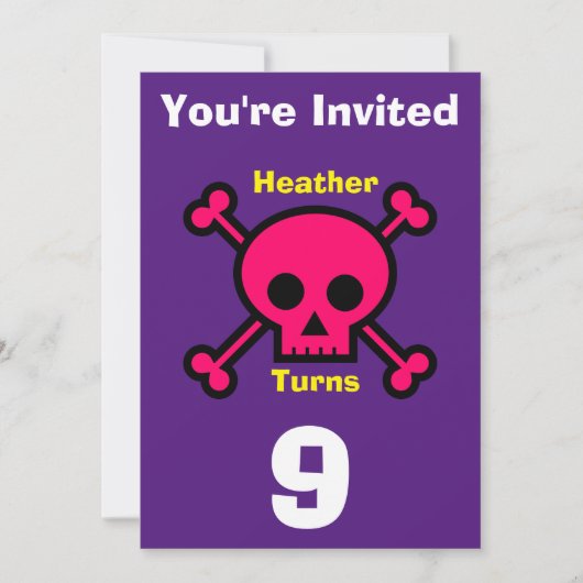 Einladung Custom Skull- Geburtstag hinzufügen Name (Vorderseite)