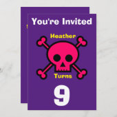 Einladung Custom Skull- Geburtstag hinzufügen Name (Vorne/Hinten)