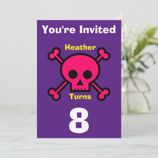 Einladung Custom Skull- Geburtstag hinzufügen Name (Stehend Vorderseite)