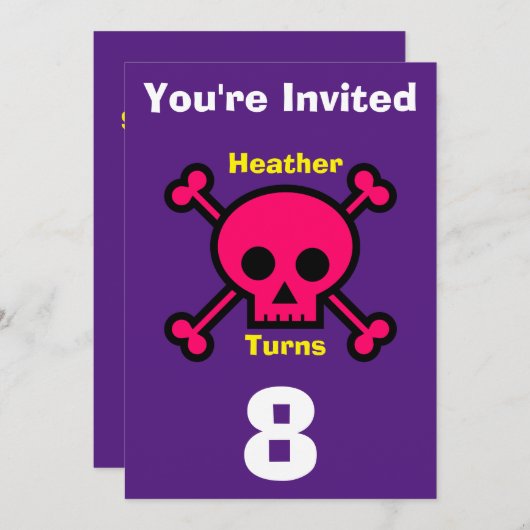 Einladung Custom Skull- Geburtstag hinzufügen Name (Vorne/Hinten)