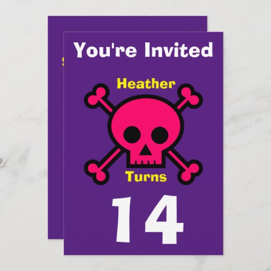 Einladung Custom Skull- Geburtstag hinzufügen Name (Vorne/Hinten)