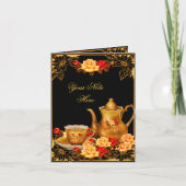 Einladung Dankeschön Card Elegante Black Gold Rose (Vorderseite)