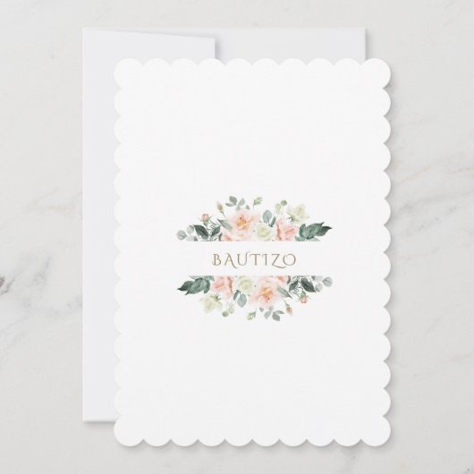 Einladung De Bautizo Con Flores Gold Taufe (Rückseite)