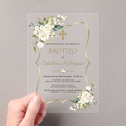 Einladung De Bautizo Con Flores Gold Taufe (Insitu (Handheld))