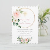 Einladung De Bautizo Con Flores Spanien Einladung (Stehend Vorderseite)