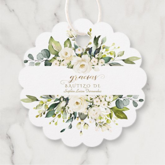 Einladung De Bautizo Con Flores Taufe Geschenkanhänger (Rückseite)