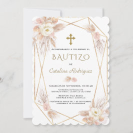 Einladung De Bautizo Pampas Grass Gold Taufe
