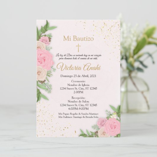 Einladung de niña para event to religioso (Stehend Vorderseite)