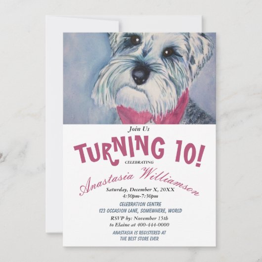 EINLADUNG DER 10 GEBURTSTAGEN (Vorderseite)