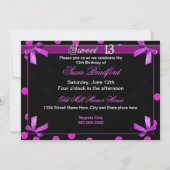 EINLADUNG DER 13 GEBURTSTAGEN - FUCHSIA POLKA (Rückseite)